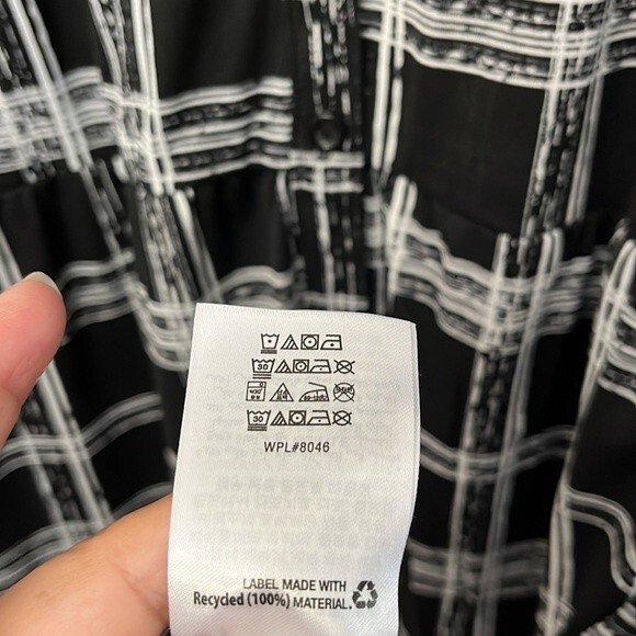 Style & Co Plus Size windowpane Printed Tiered Mesh Top size 3X Long sleeve - Picture 9 of 10